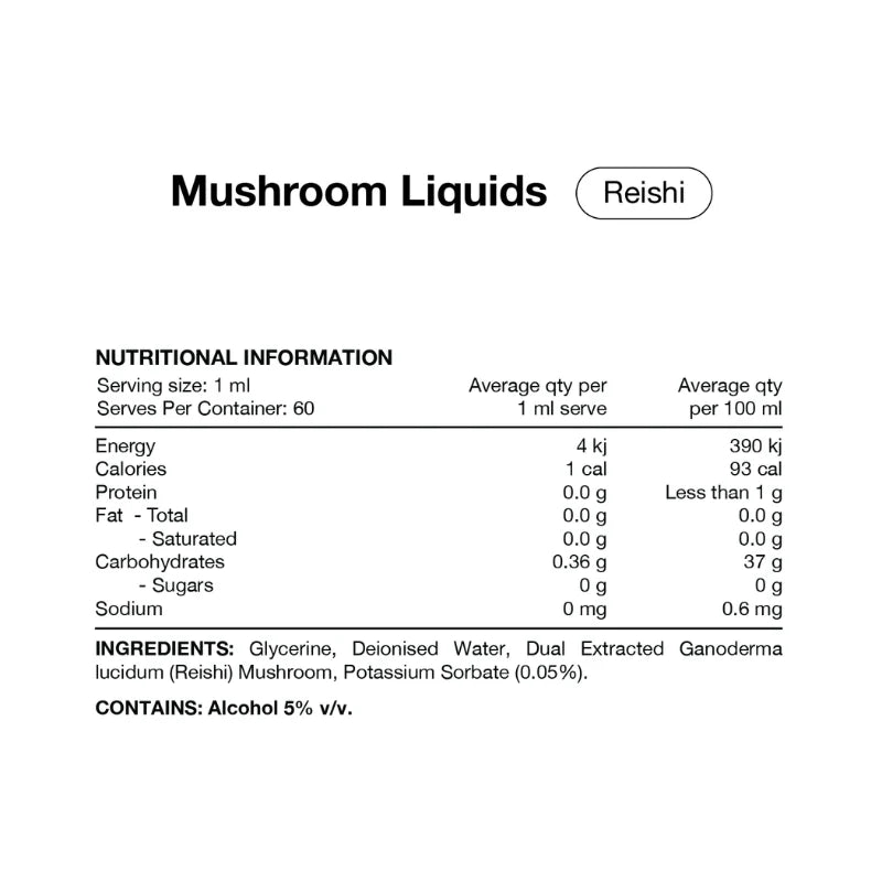 Reishi Liquid Mushroom Extract Double Strength 60ml By Switch Nutrition