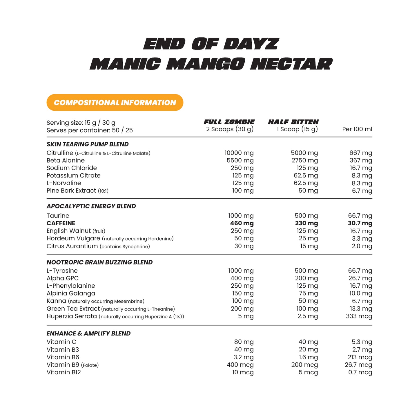 End Of Dayz Pre-Workout by Zombie Labs
