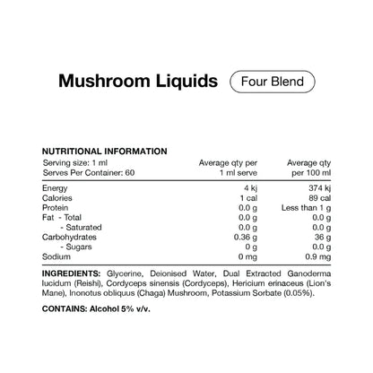 Four Blend Mushroom Liquid Extract 60ml By Switch Nutrition