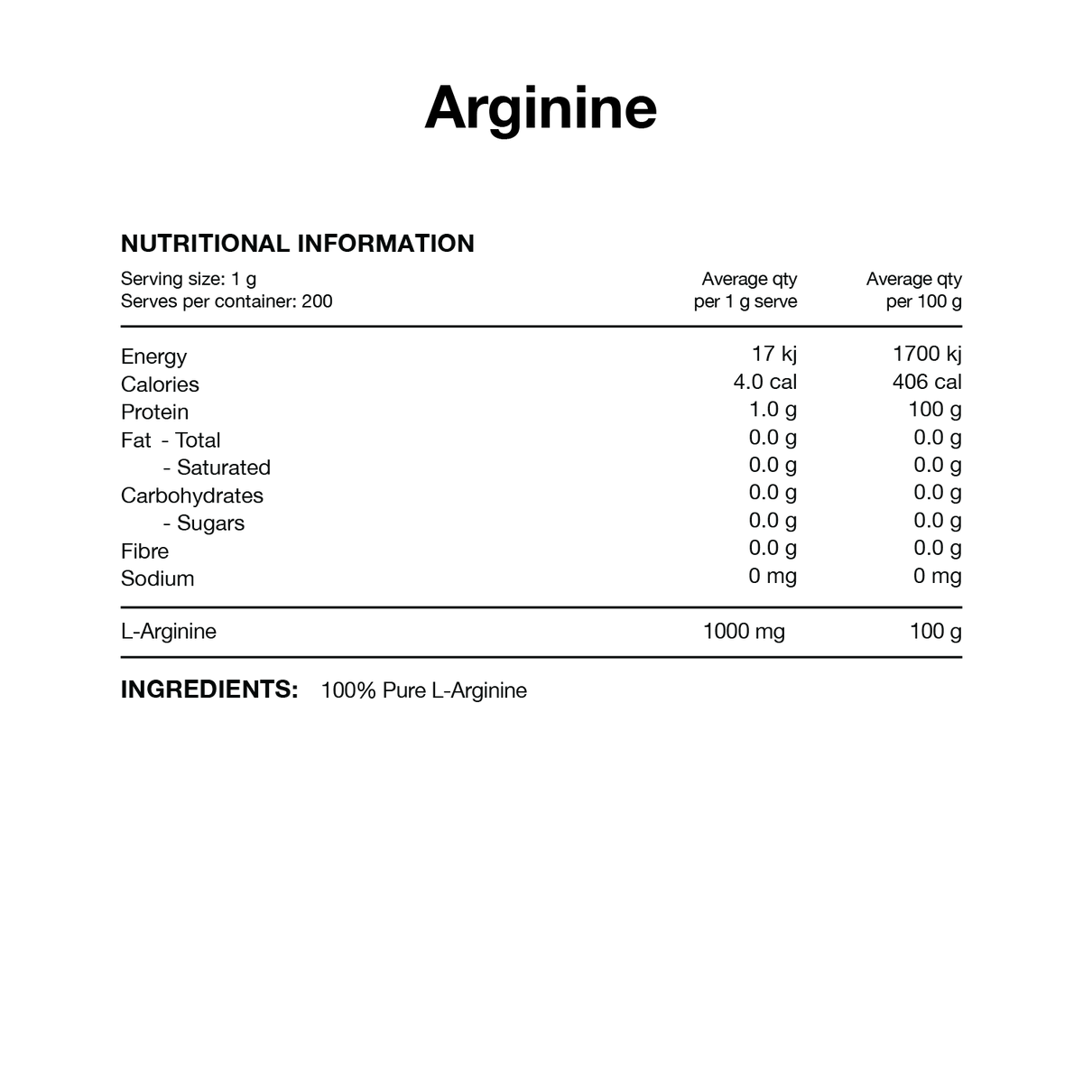 Arginine By Switch Nutrition